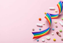 The Oral Pill War: Novo vs. Lilly Colorful pills and a rainbow ribbon on a pink background