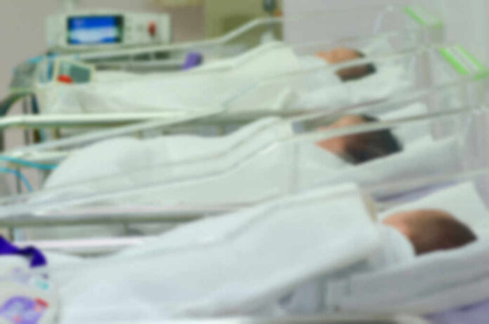 shutterstock_409861033-1 Newborn infants resting in hospital cribs in a nursery